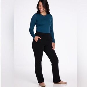 Woolx Emerson Womens XL Black Merino Wool Blend Straight Leg Pants High Rise